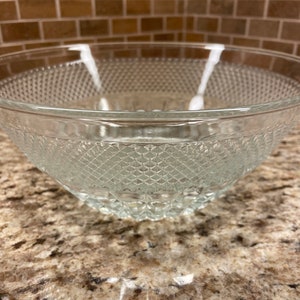Vintage Italian Cut Glass Serving Bowl Clear Glass Diamanté Starburst Pattern Fruit Bowl Trifle Dish B4F READ DETAIL