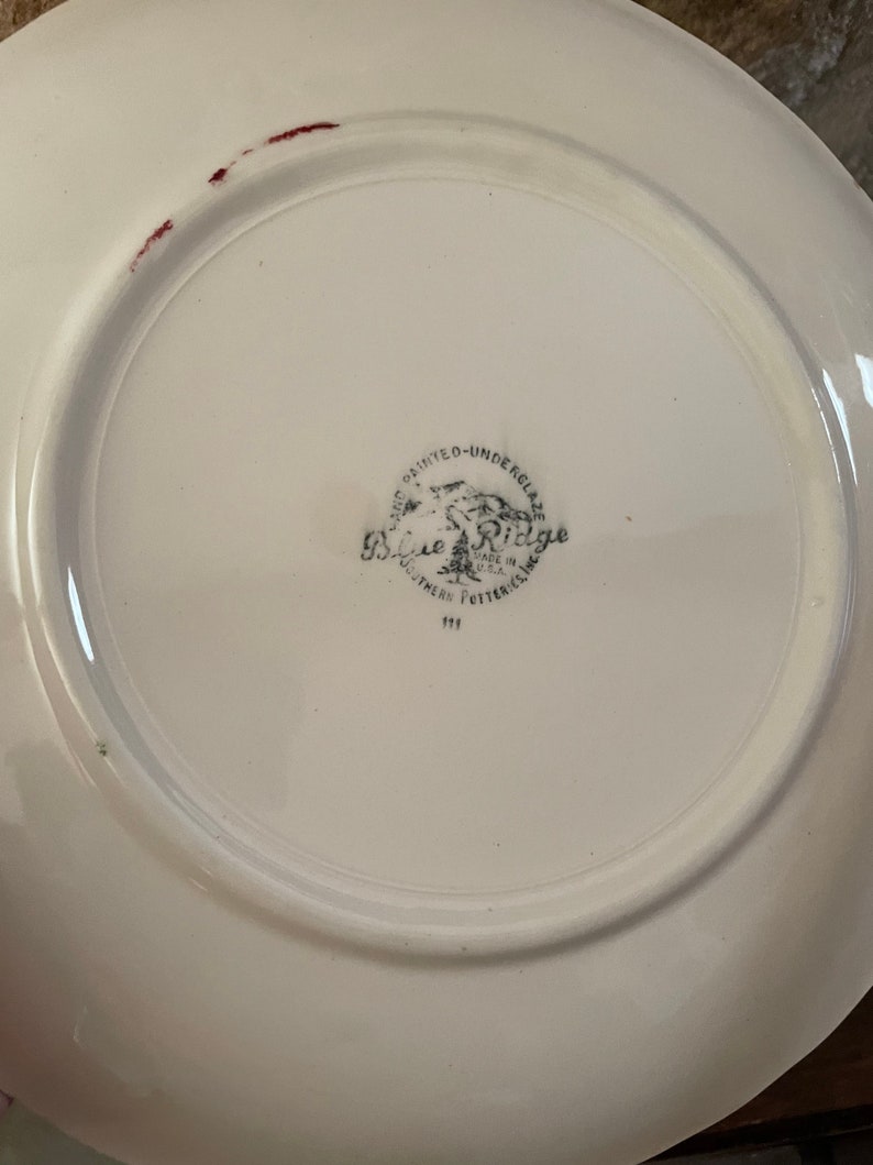 Blue Ridge Southern Pottery Underglaze Hand Painted Plates Etsy