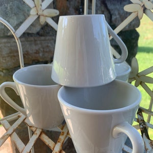 Vintage Diner Mugs Jackson China Falls Creek PA Flared Rim Restaurant Diner Ware Cups White Vitrified China Mugs Set of 4 #A1 READ DETAIL