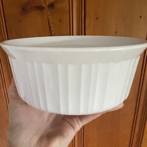Cocotte F-5-B avec couvercle Corning Ware 1,6 l blanc français avec côtés nervurés vintage ustensiles de cuisson Corning Ware #B7F