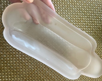 Pinkes Milchglas Bananen Split Geschirr - Mid Century Soda Brunnen 4er Set