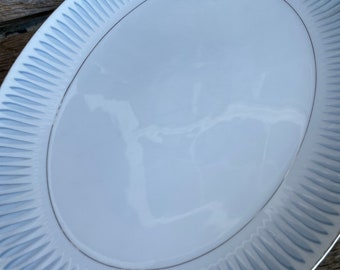 Vintage Harmony House China Platter: Aurora Light Blue Feathered