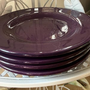 Corsica Plum Purple Salad Plates Hand Painted Set of 4