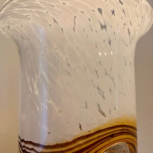 Vintage Italian Art Glass Vase: Handblown Brown, Gold & White Swirl image 6