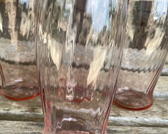 4 WHEATON GLASS EUROPEAN PiNK FiNE RiM 10.5 oz OLD FASHiONED MiD CENTURY GLASSES 