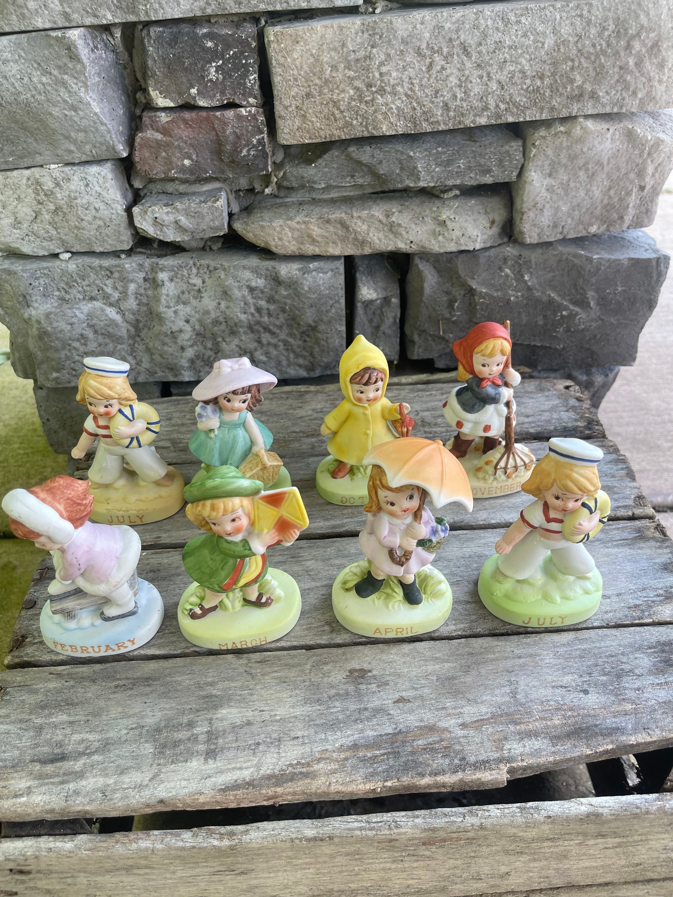 Norcrest Figurines Month of the Year Calendar Dolls Vintage