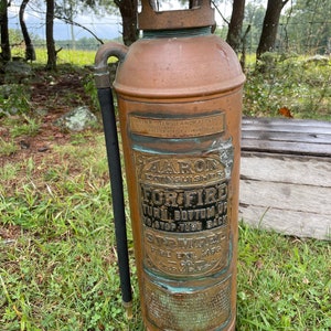 Vintage Fire Extinguisher Aaron Stempel 2.5 Gallon Collectible Industrial Brass Home Decor Fire Fighter Gift Rustic Man Cave Decor