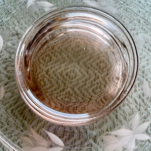 Pink Glass Plates Etched Floral Lunch Plates Octagonal Glass Dinnerware Mid Century Pink Glass Catering Plates, Set of 3, READ DETAIL