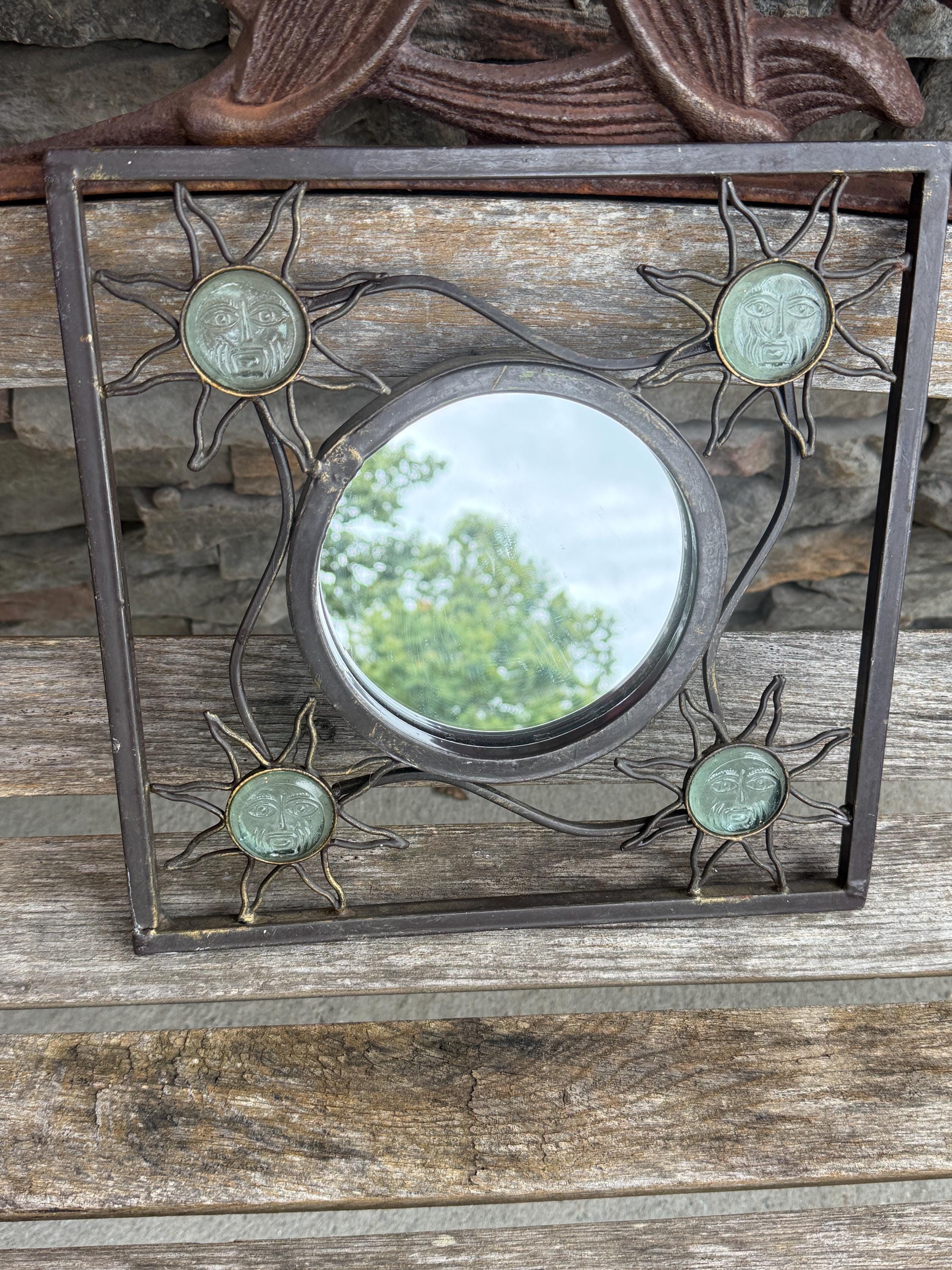 アンティーク　鏡　ブリキ　太陽　レトロ Vintage Sun Mirror - Etsy