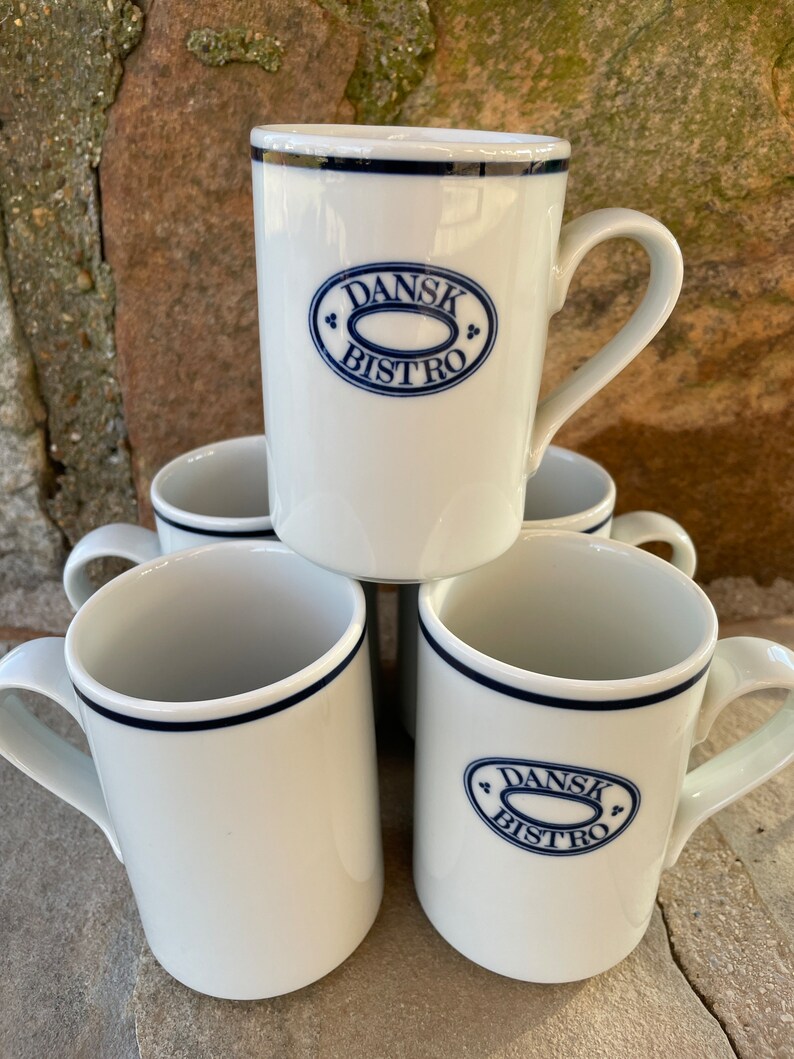 Dansk Denmark Bistro Diner Mugs Christianshavn Blue Trim Hot Etsy