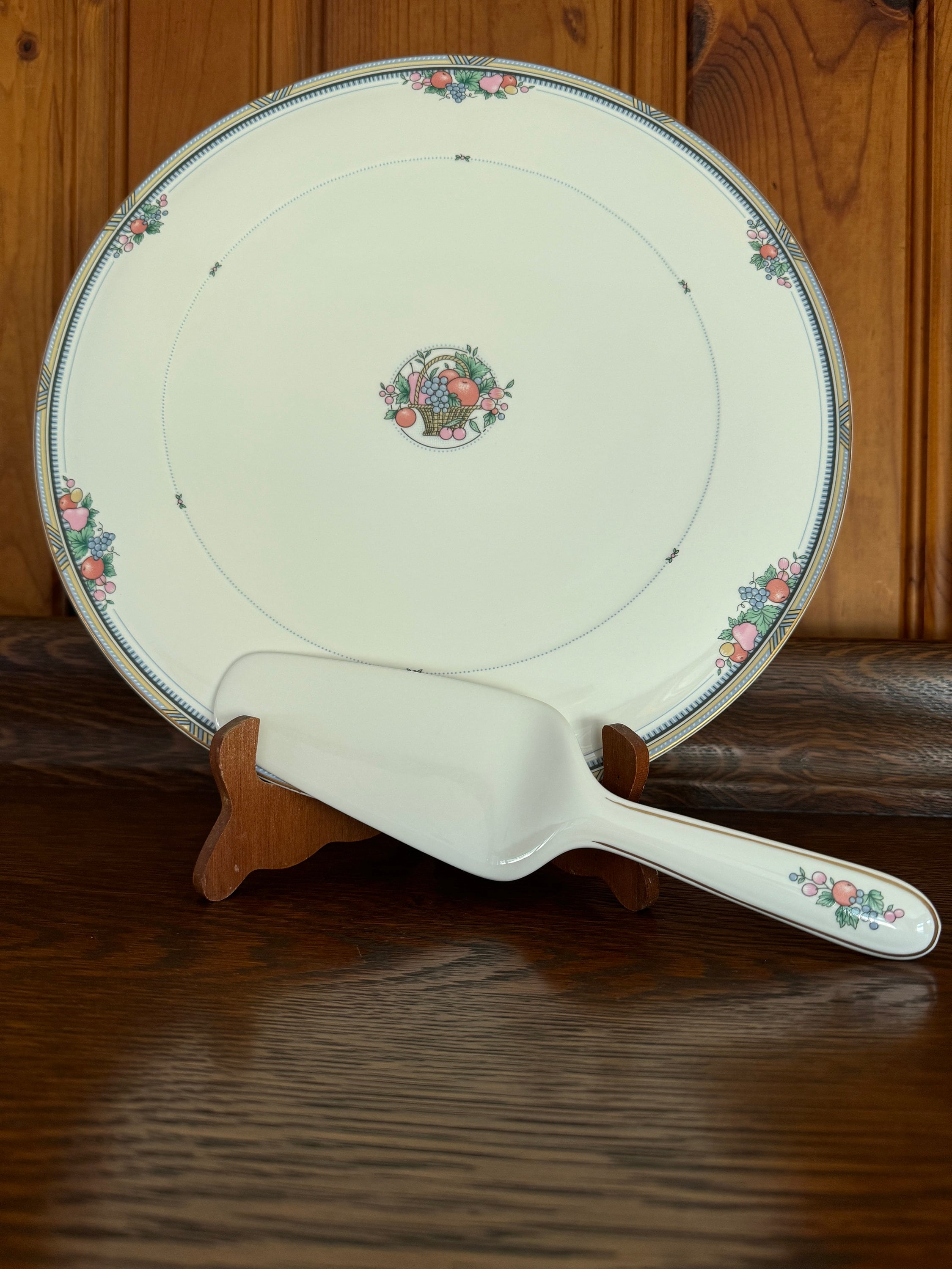 Christopher Stuart Bone China Cake Plate & Server Set Fruit Basket