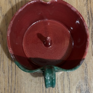 Vintage Callicutt Pottery Apple Baker Red and Green Seagrove N.C. Pottery Pottery Bakeware Unique Gift Studio Pottery #B4F