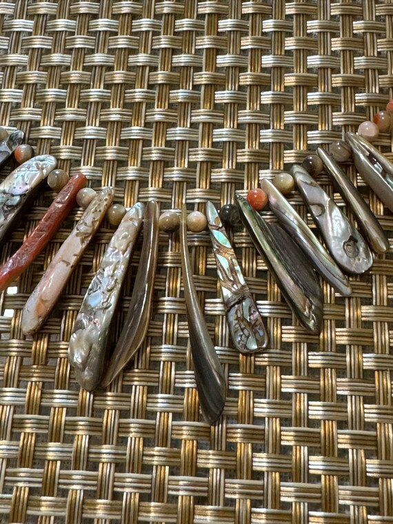 Vintage Agate & Abalone Beaded Necklace: Chunky B… - image 4