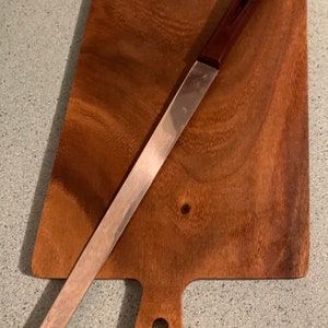 Vintage Küchenutensilien Stanley Home Edelstahl Braun V-förmiger Griff Doppelgabelmesser Mid Century Bakelite Style Griffmesser B4B