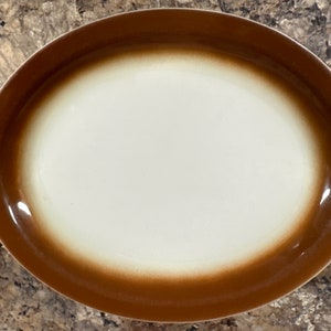 Buffalo China by Oneida Restaurant Diner Ware Platters Oval Spray Mist Brown Rim Vintage Diner Ware Set of 4 READ DETAIL