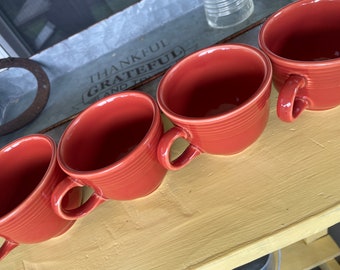 Vintage Fiesta Ware Burnt Orange Coffee Cups Homer Laughlin Set of 4
