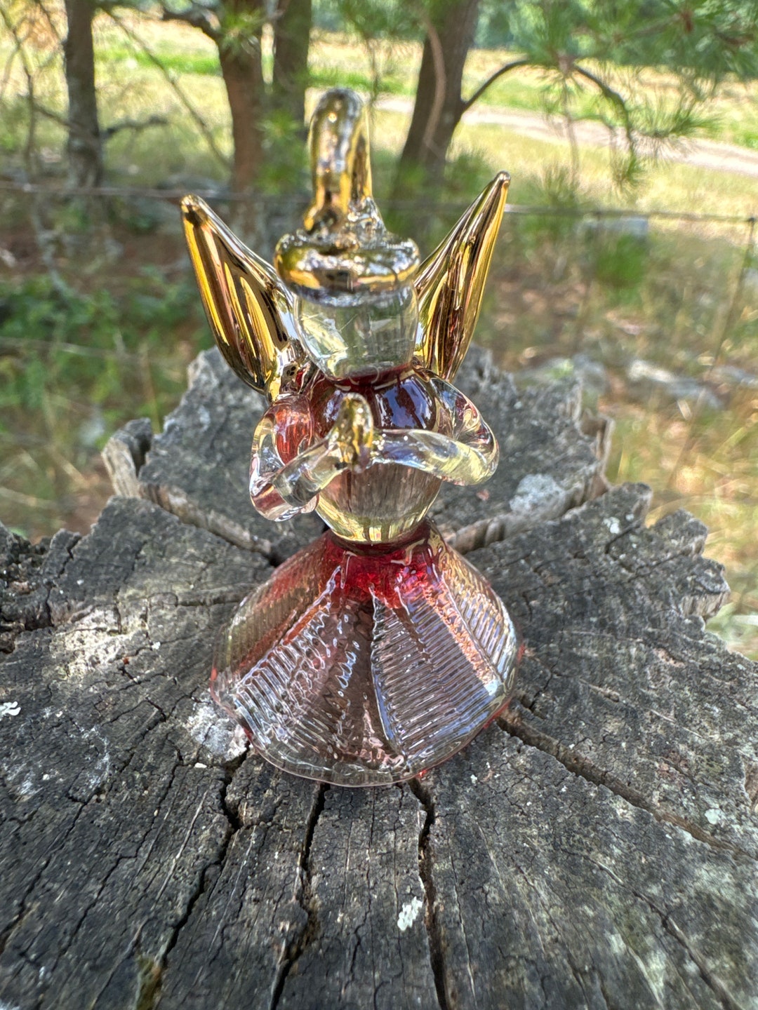 Vintage Hand Blown Glass Angel Christmas Ornament - 1980s Red & Gold - Etsy