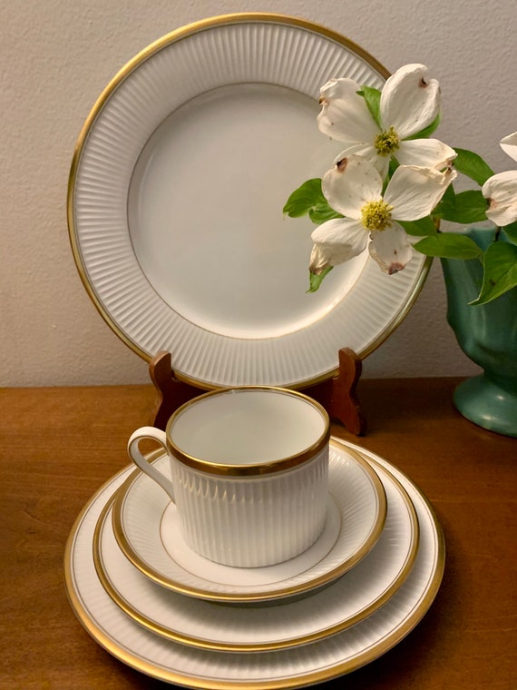 Fitz and Floyd Dinnerware Classique Dor White Porcelain 172 Gold Trim Vintage 1984 Dinnerware 5 Piece Place Setting C1 READ DETAILS Etsy