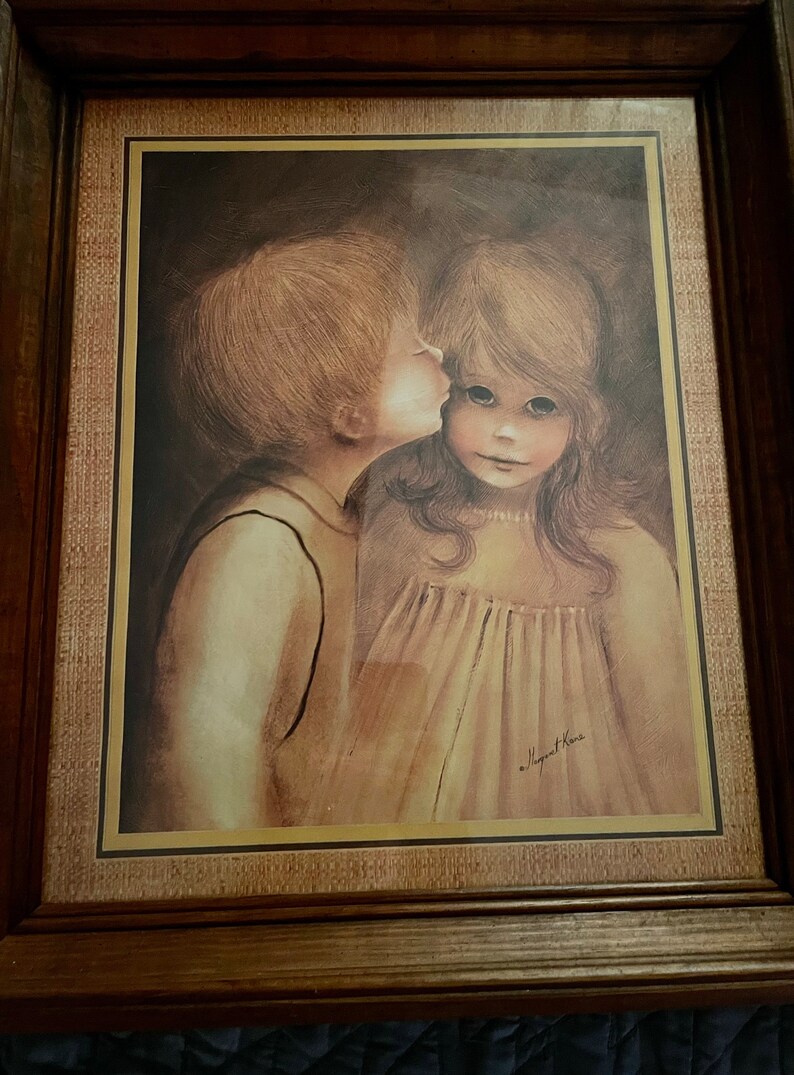 1970s Artwork Margaret Lane the Little Kiss Boy Kisses Girl Etsy