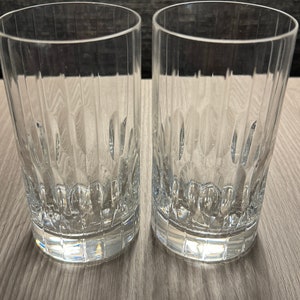Vintage Cyrstal Glasses Park Avenue by Mikasa Highball Cocktail Barware Cut Vertical Lines Elegant Crystal Set of 2 T16