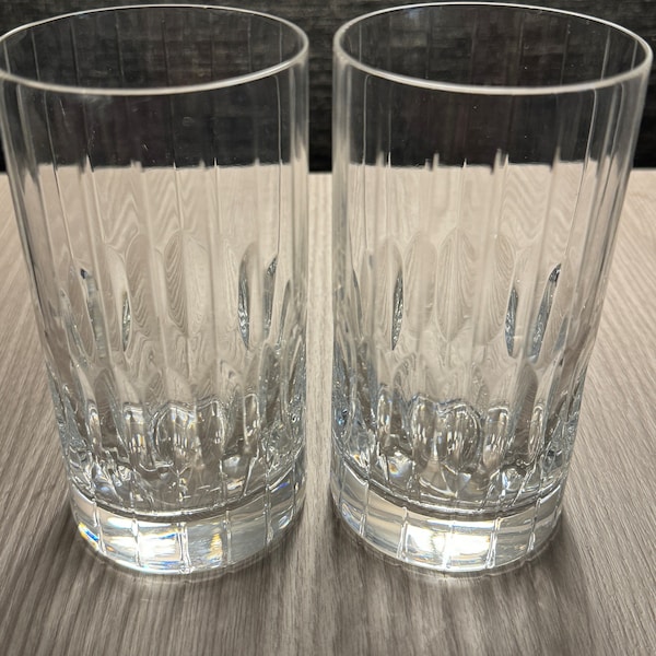 Vintage verres Cyrstal Park Avenue par Mikasa Highball Cocktail Barware Lignes verticales élégantes en cristal, lot de 2 T16