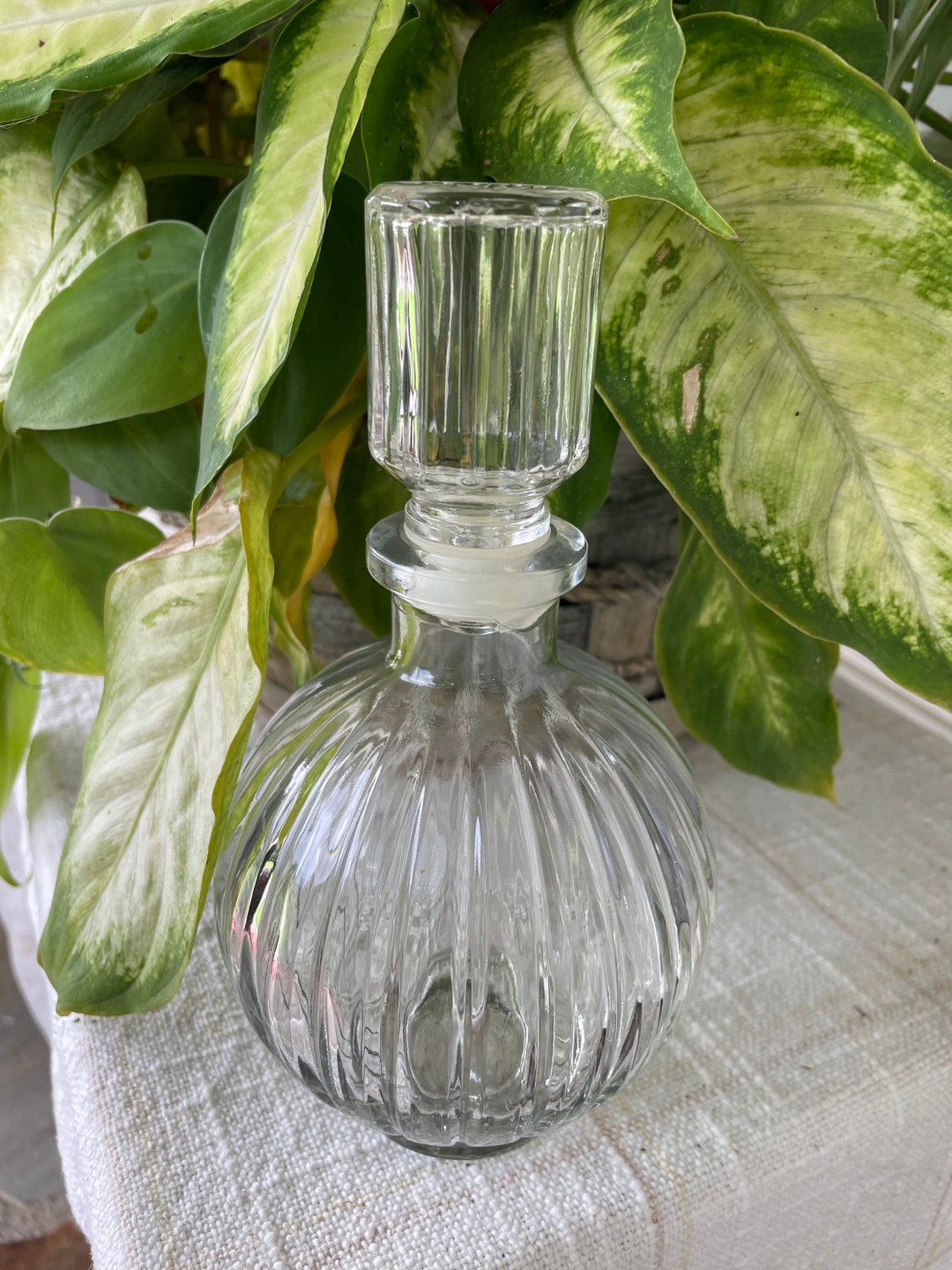 Vintage Cognac Decanter Modele Depose Ribbed Side Bottle Perfume Bottle
