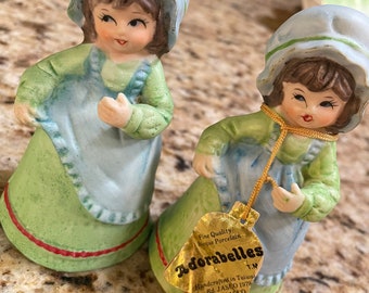 Vintage Jasco Adorabelles Porcelain Doll Bells - 1970s Collectible Set