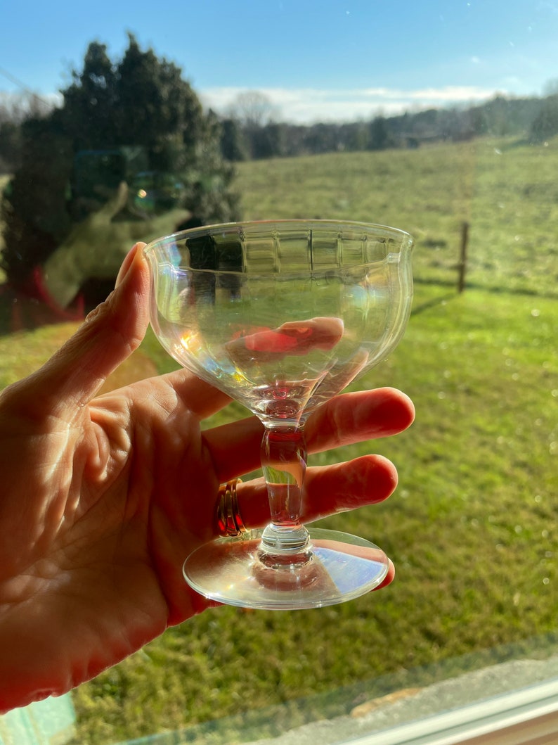 Vintage Hand Blown Rainbow Colored Wine Glasses Iridescent Etsy