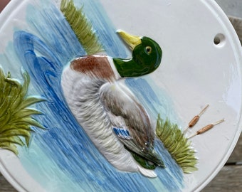 Salvamanteles vintage de pato ánade real de Otagiri: decoración rústica pintada a mano.