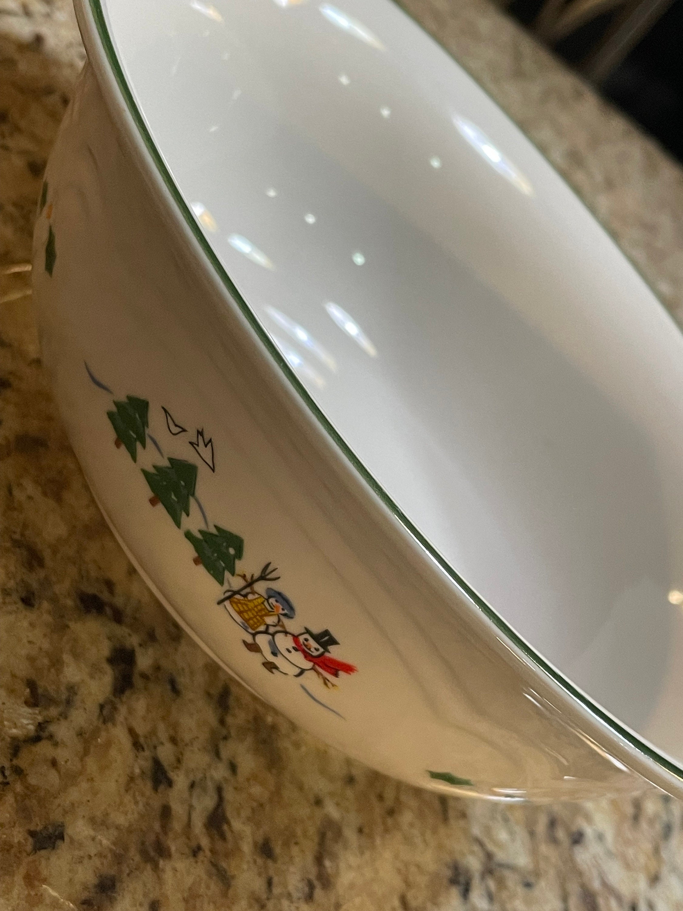 Pfaltzgraff Snow Village Christmas Vegetable Serving Bowl Snowman  Santa Claus Dinnerware Vintage Christmas Serving Bowl