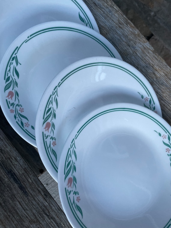 Corelle Rosemarie Bread Butter Plates Farmhouse Dinnerware Pink Green, Set  of 4 T17 READ DETAIL 