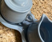 Fiestaware Creamer Sugar Bowl Underplate, Periwinkle Country Blue Fiestaware Server by Homer Laughlin, Vintage 1989