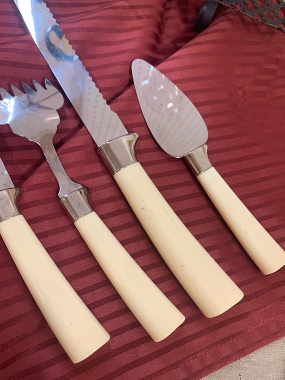 VTG Regent Sheffield England Stainless 4 Piece Cheese Knife Set Plastic  Handles