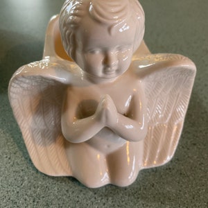 Vintage Porcelain Angel Planter Angel Cherub Plant Holder Window Planter Nursery Decor Porcelain Angel Vase, #A3