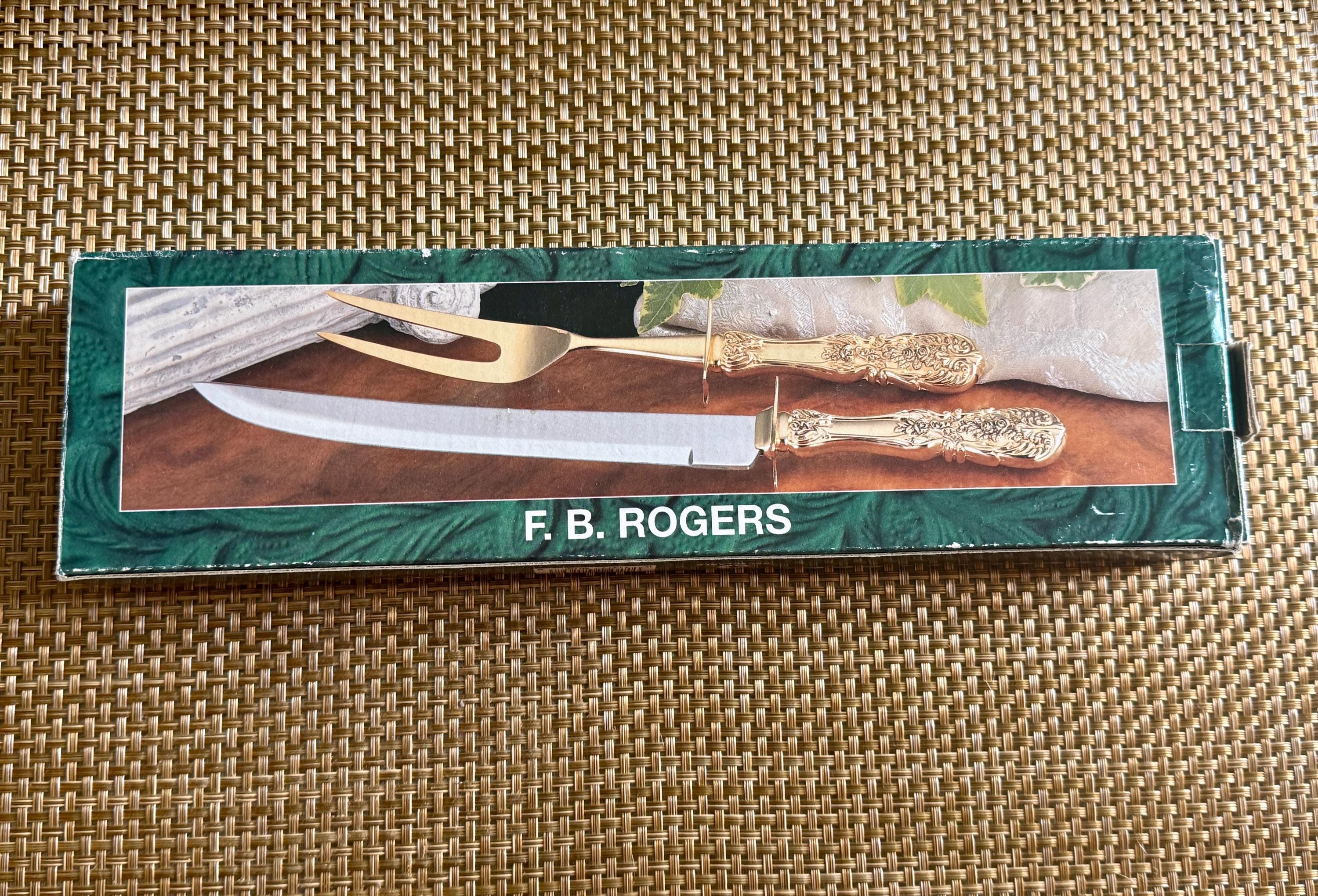 Vintage F.B. Rogers Gold Plated Meat Carving Knife and Fork Set