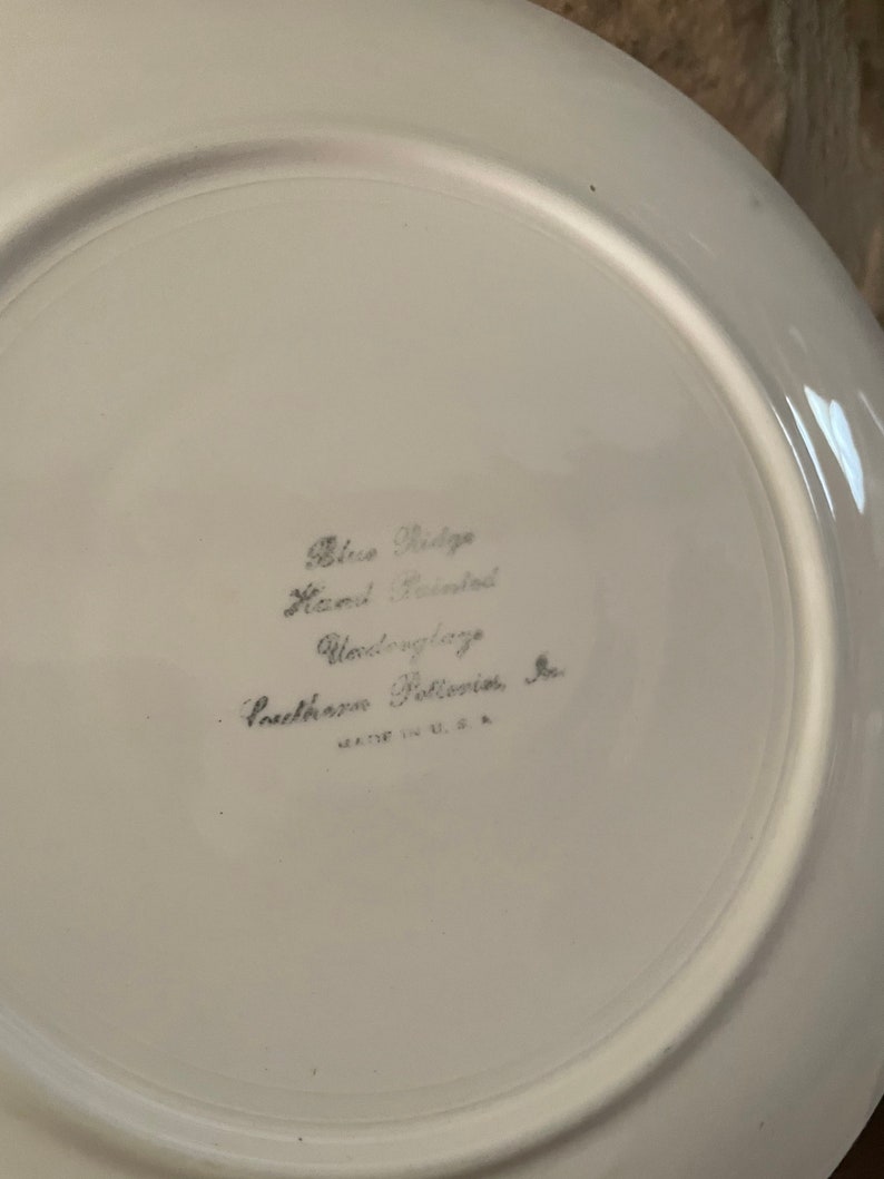 Blue Ridge Southern Pottery Underglaze Hand Painted Plates Etsy