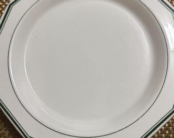 Medallion Sterling China Plate Set Green Band Diner Ware Wellsville OH Set of 2