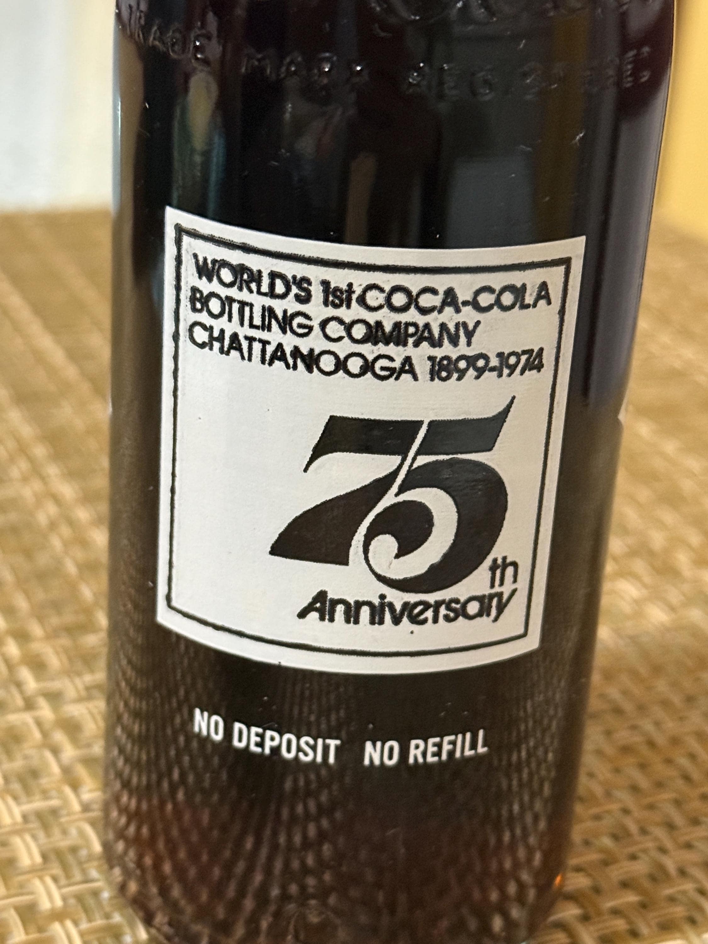 1974 Commemorative Coca-cola 75th Anniversary Unopened Bottle 1899
