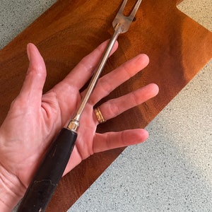 EKCO A&J Wood Handle Meat Fork, Vintage Black Wood and Stainless Steel Serving Fork Vintage Serving Utensils, B1F Read Detail