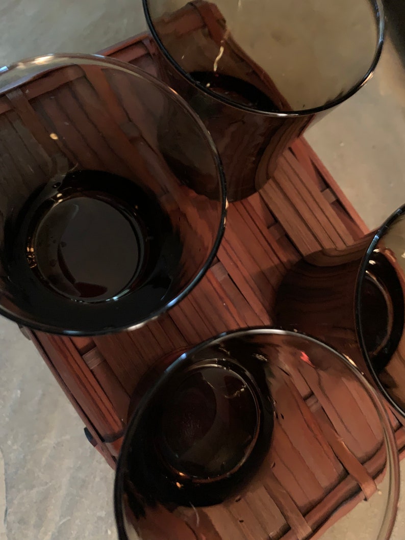 Smokey Brown Whiskey Glasses: Vintage Barware Set of 4 image 5