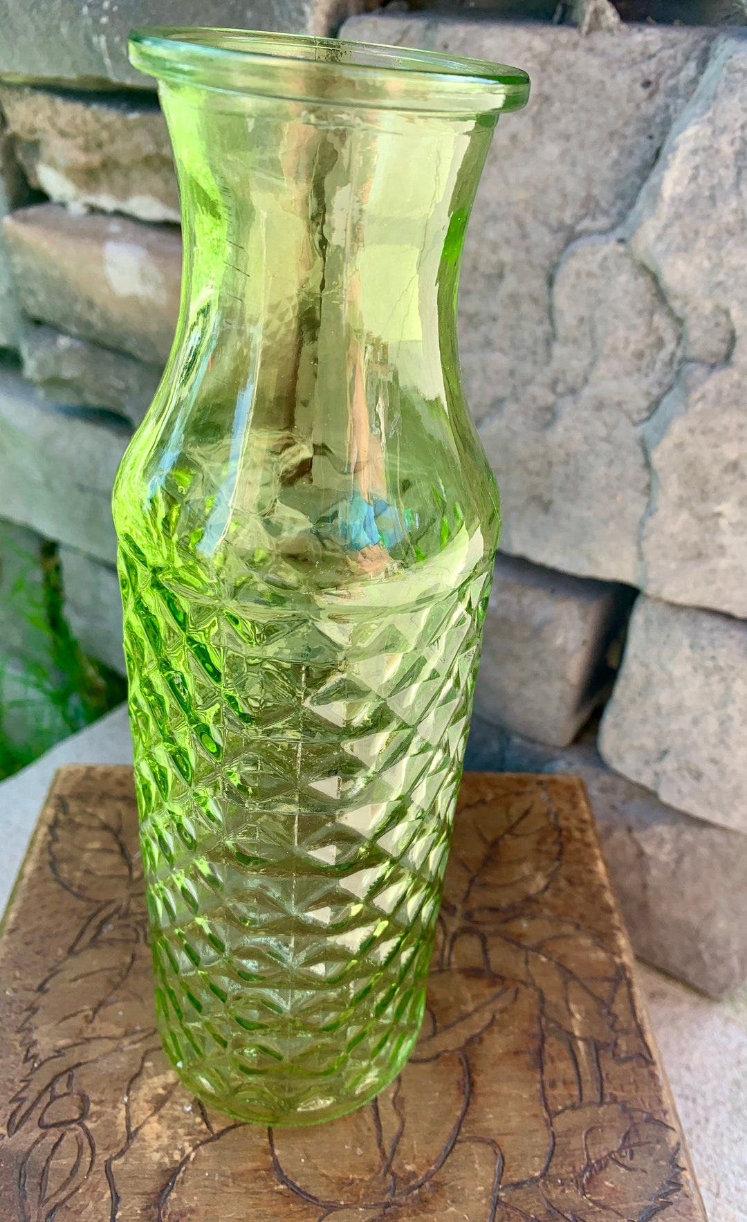 Lot - A Cut Glass Tall Decanter & a Cylinder Vase