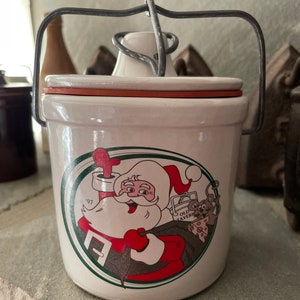 Mantequera navideña de gres, bote de Papá Noel, tarro publicitario de taberna antigua, paca de alambre, n.° B1B