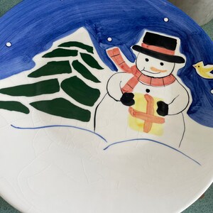 Snowman Dinnerware Cobalt Blue Christmas Dishes Farmhouse Table Dinnerware Plates and Bowls, Set of 12, #SMB READ DETAIL