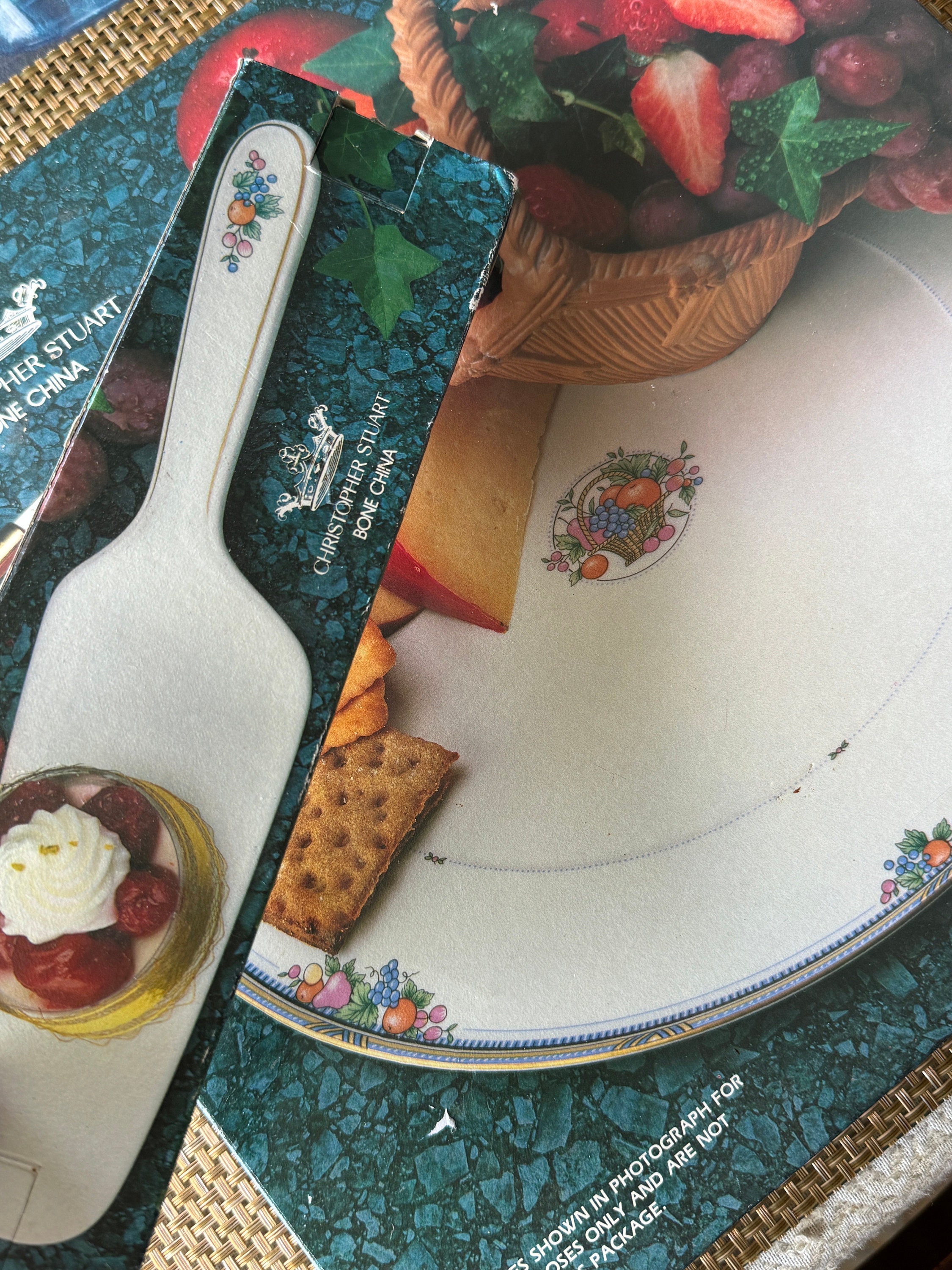 Christopher Stuart Bone China Cake Plate & Server Set Fruit Basket