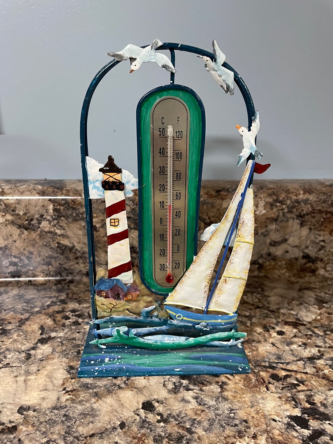 Lighthouse Thermometer Temperature Gauge Tabletop Lighthouse Decor
