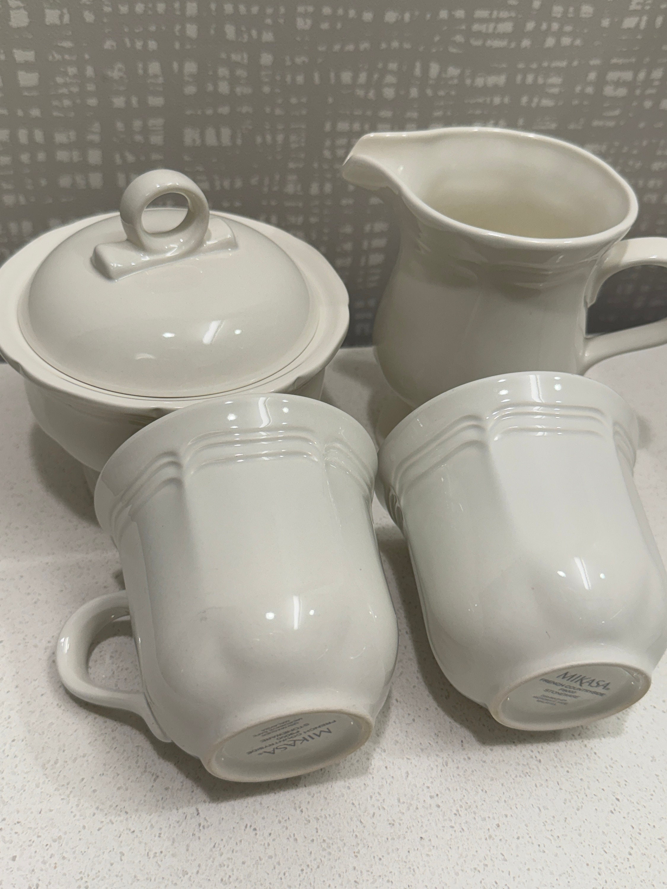 Mikasa French Countryside Creamer, Sugar Bowl, and Coffee Cups Set