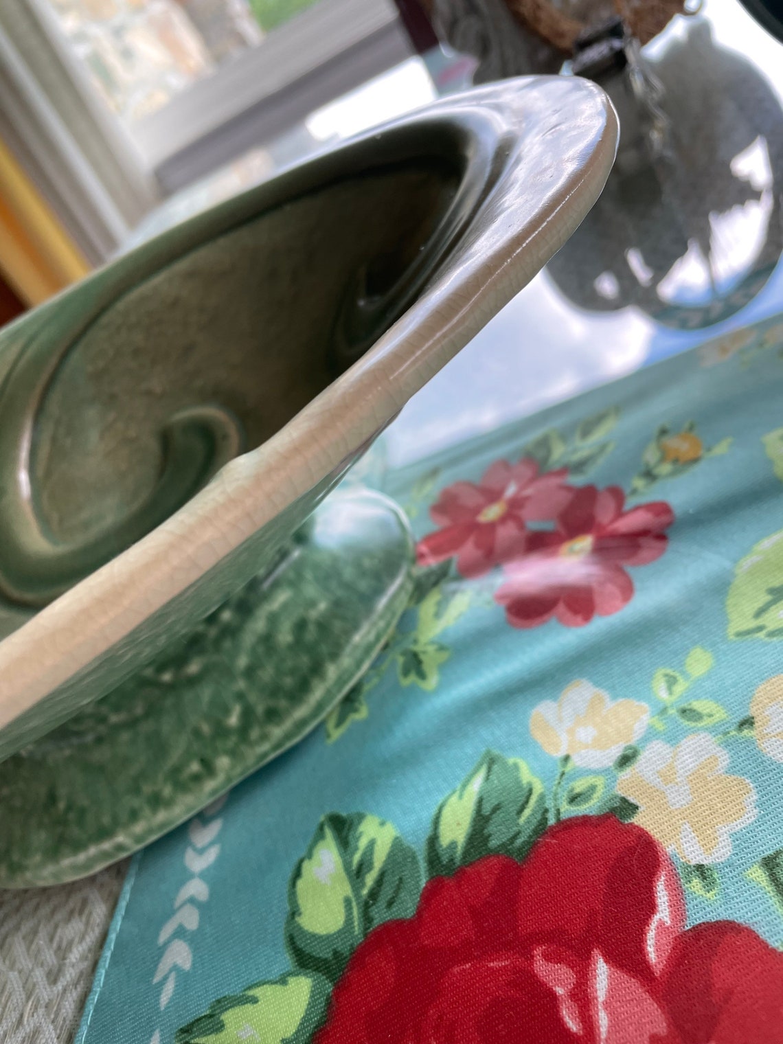 Vintage Pottery Bowl Console Table Bowl Pedestal Compote Etsy