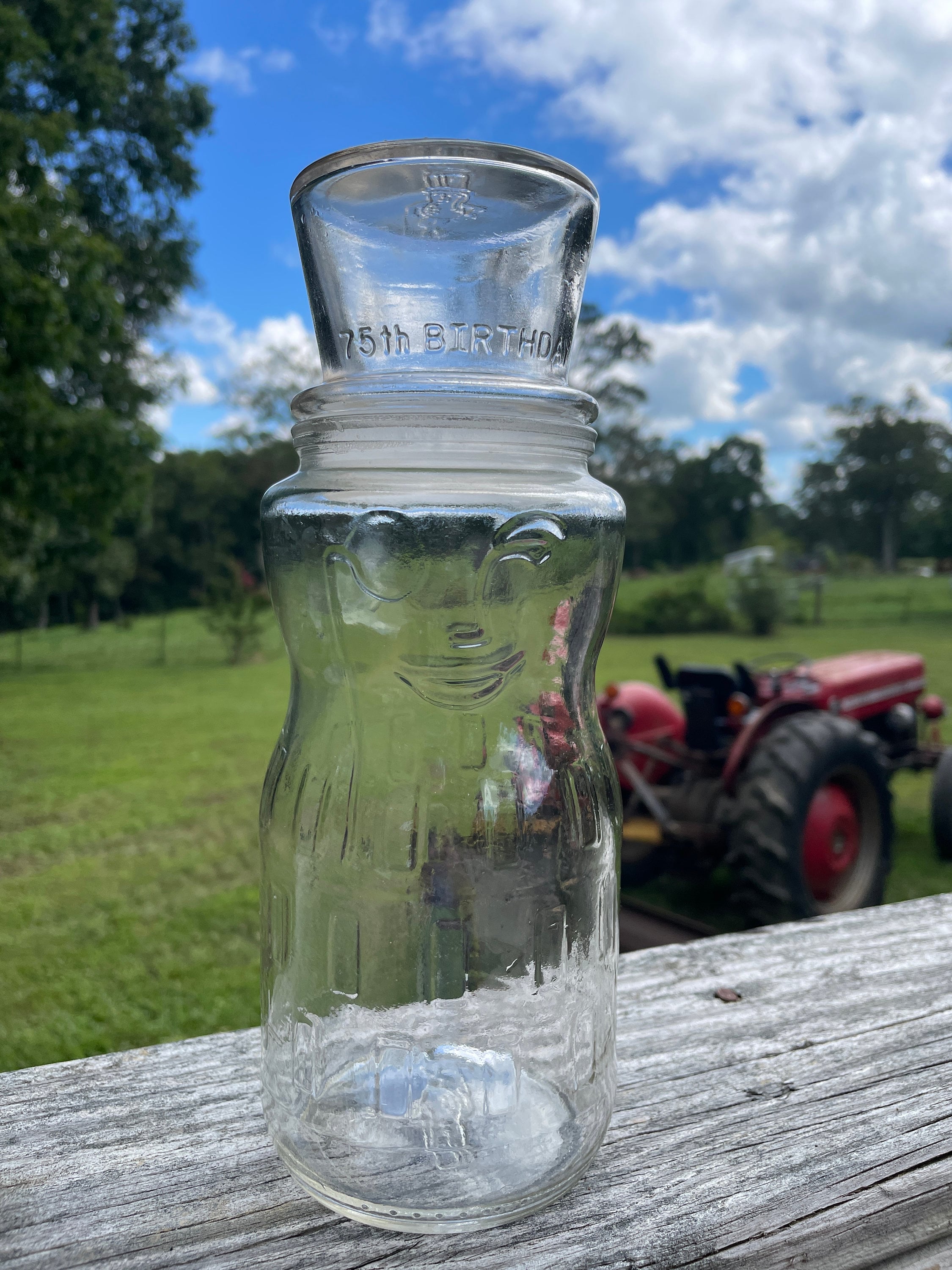 Vintage 1991 Mr. Planter's Peanuts Glass Jar: 75th Birthday
