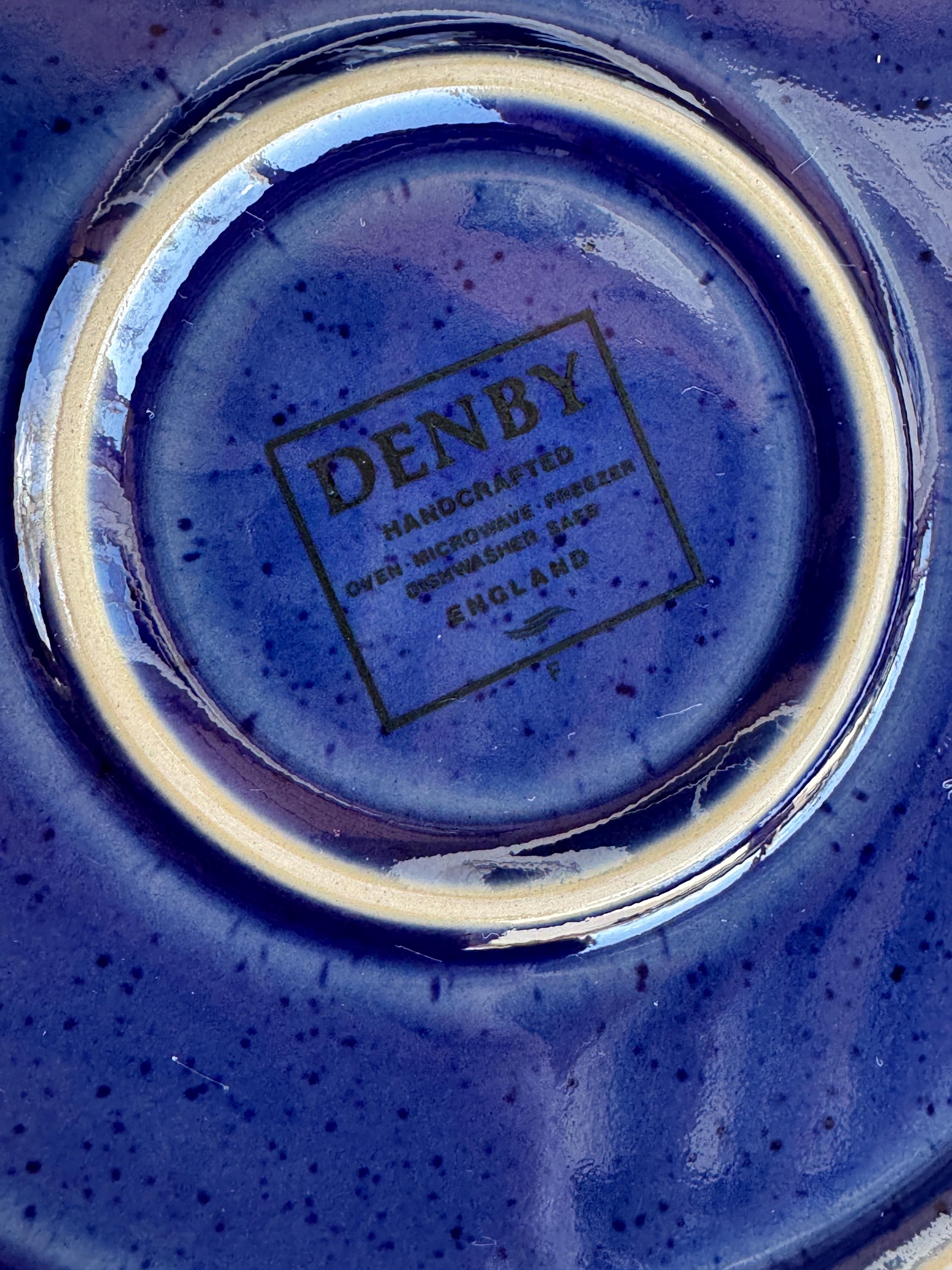 Denby Langley Harlequin Salad Plates Red & Blue Speckled Pottery