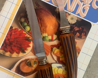 Regent Sheffield Stag Horn Style Carving Knife and Fork, Vintage Sheffield Utensils, Sheffield England Cutlery, Set of 2